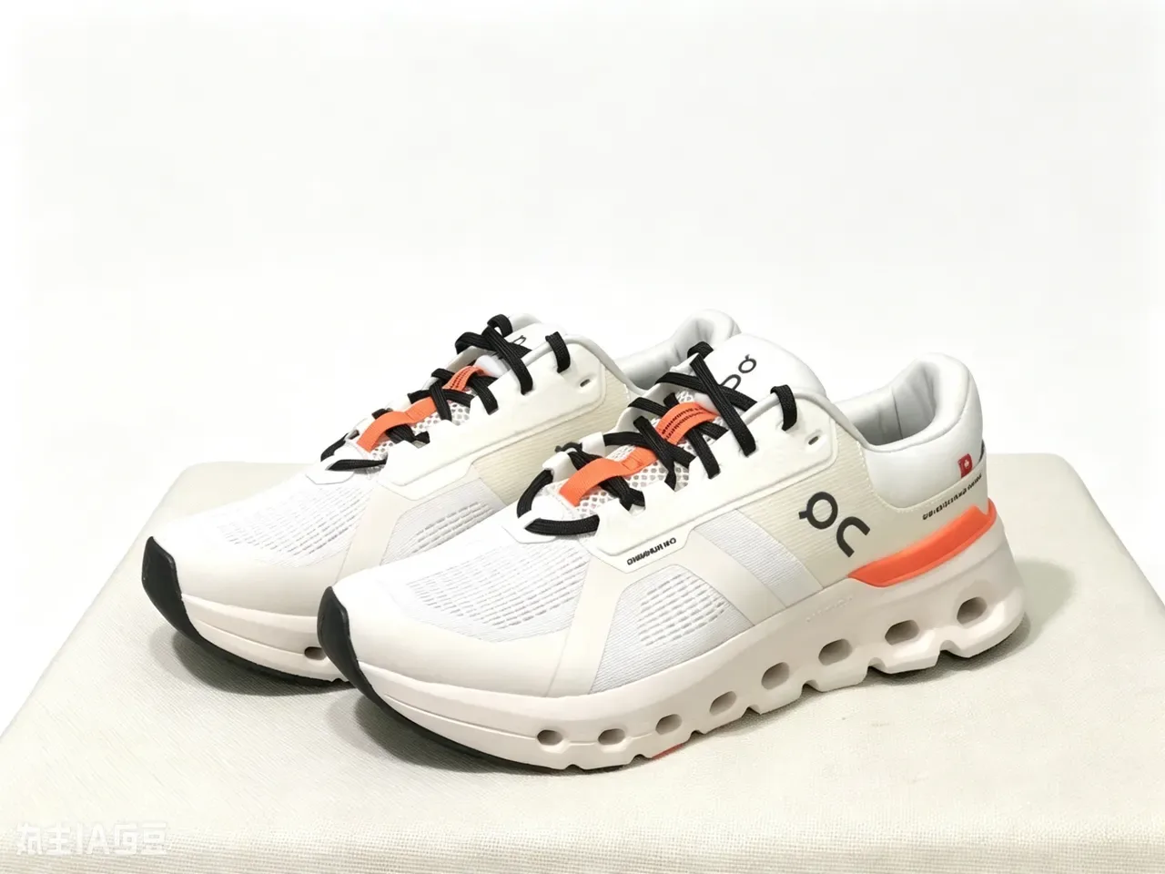 On White Black Hexagonal CloudTec Midsole Engineered Mesh Upper Lifestyle Sneakers 5