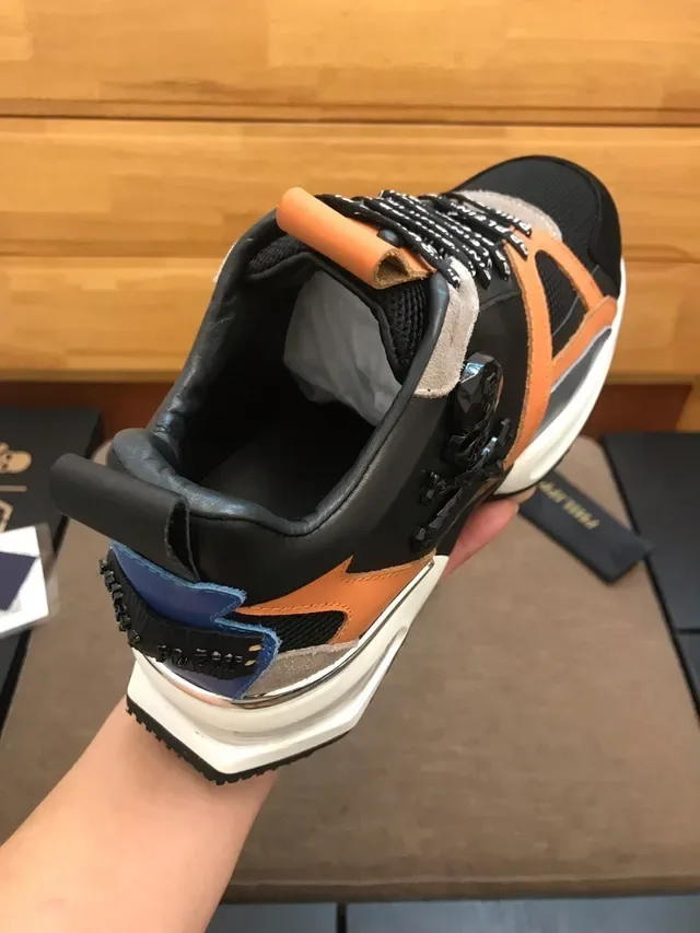 Philipp Plein Preto e Laranja Logotipo Cinta Estilo de Vida Tênis 2