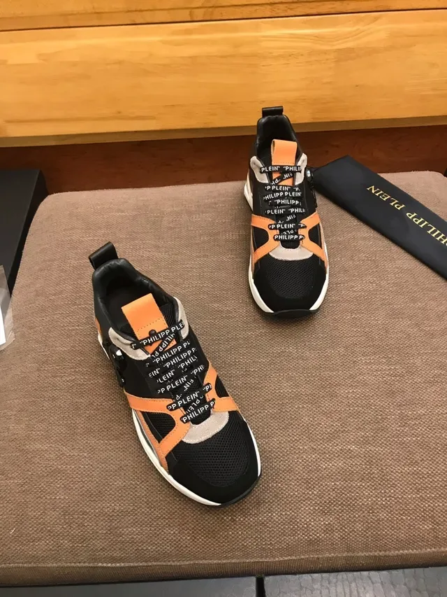 Philipp Plein Preto e Laranja Logotipo Cinta Estilo de Vida Tênis 5