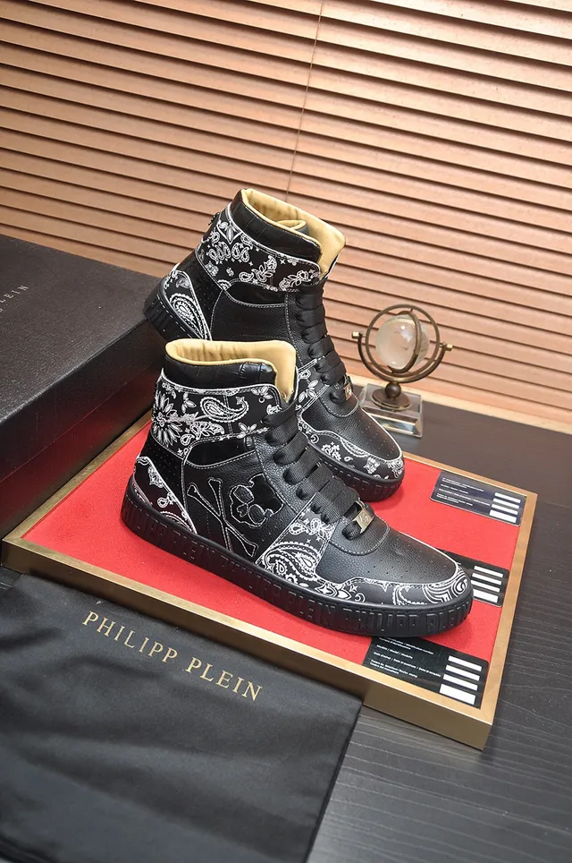 Philipp Plein Sneakers Lifestyle Hautes avec Impression de Crâne et Bandana Noires 6