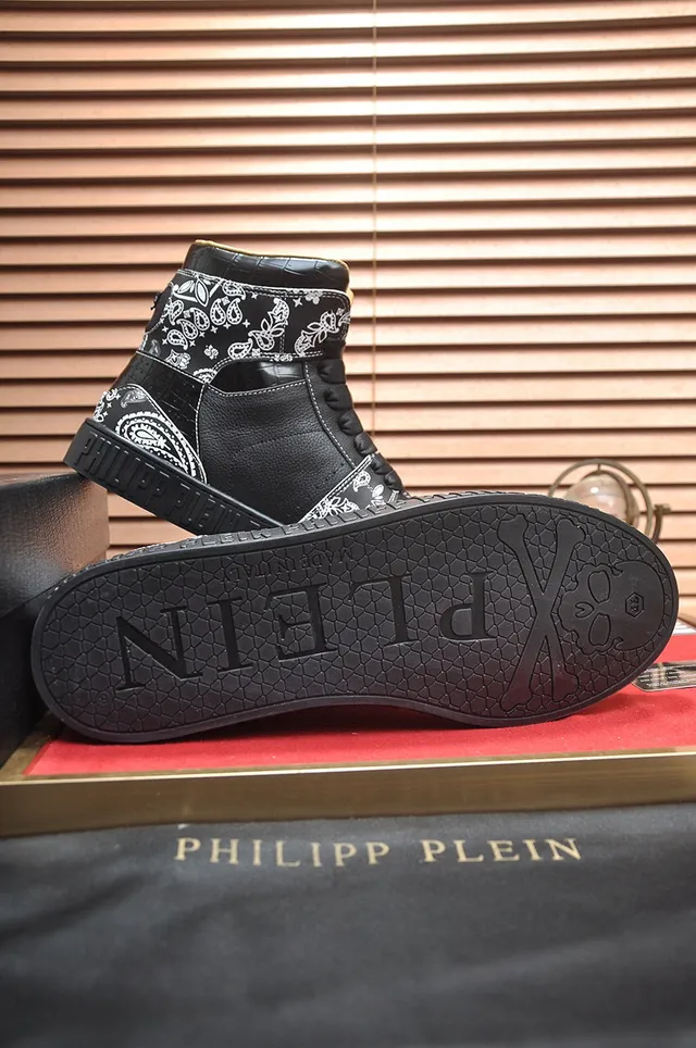 Philipp Plein Sneakers Lifestyle Hautes avec Impression de Crâne et Bandana Noires 7