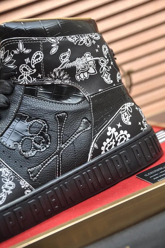 Philipp Plein Sneakers Lifestyle Hautes avec Impression de Crâne et Bandana Noires 9