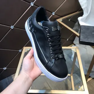 Philipp Plein 黑色皮革侧边Logo生活方式运动鞋