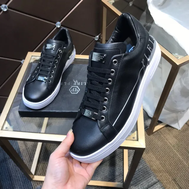 Philipp Plein Sneakers Lifestyle en Cuir Noir avec Logo Latéral 2