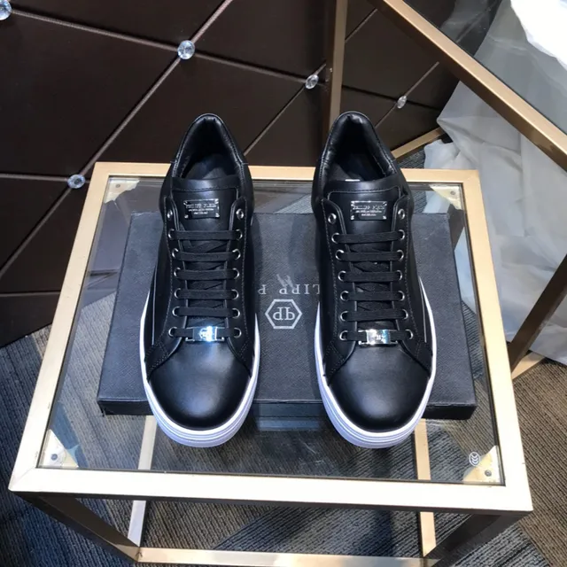 Philipp Plein Sneakers Lifestyle en Cuir Noir avec Logo Latéral 9