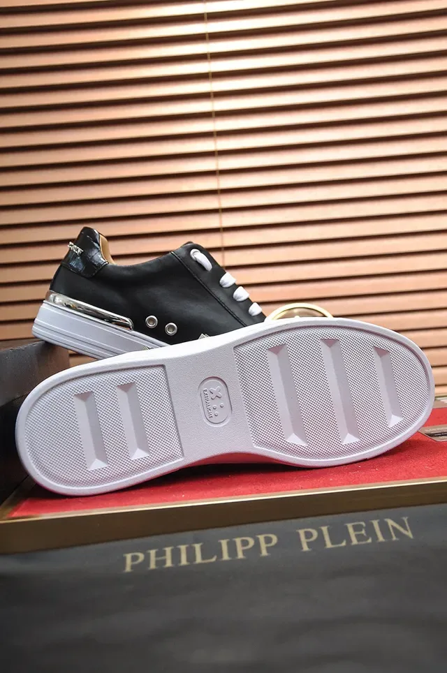 Philipp Plein Black Leather Studded Logo Sneakers 3