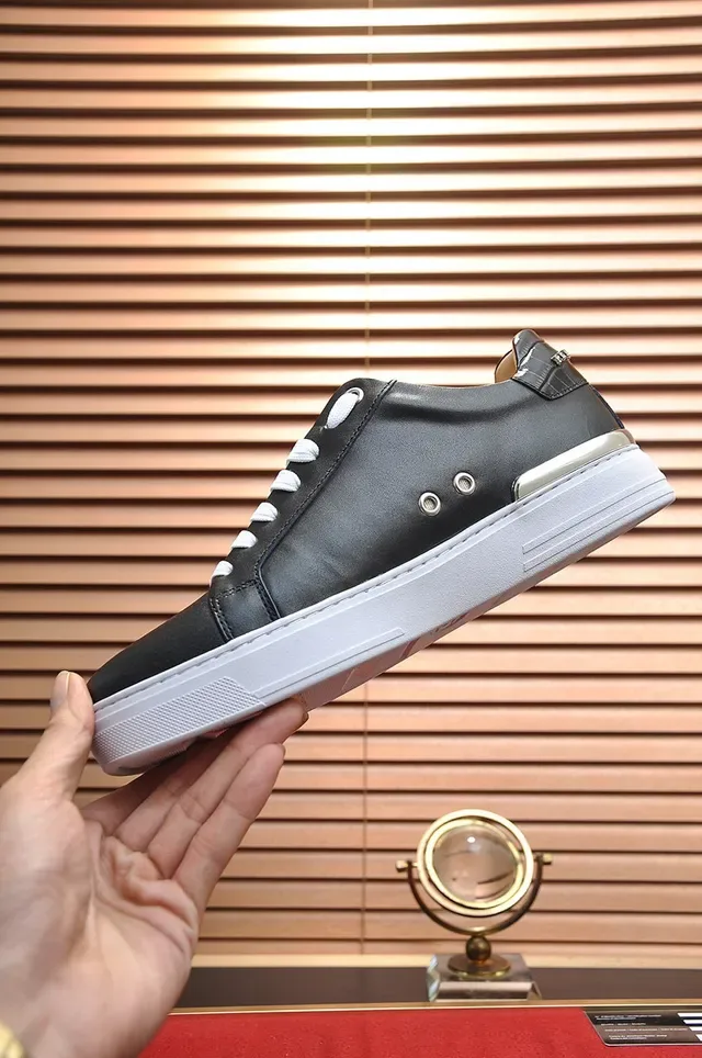 Philipp Plein Black Leather Studded Logo Sneakers 6