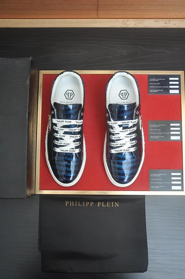 Philipp Plein Blue White Croc-Embossed Upper Iridescent Gradient Lifestyle Sneakers 5