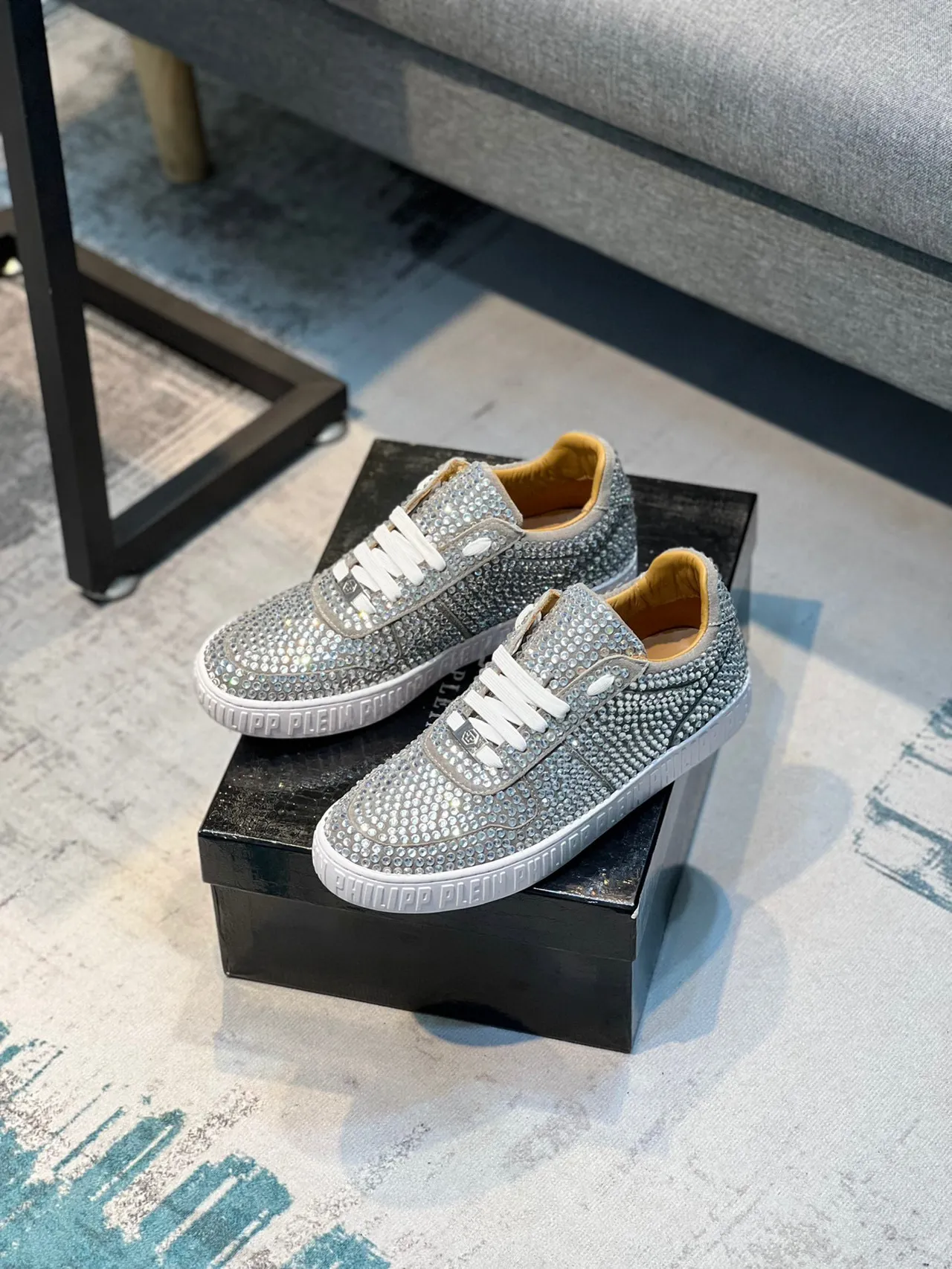 Philipp Plein Sneakers Lifestyle Blanc Argent avec Cristaux 2
