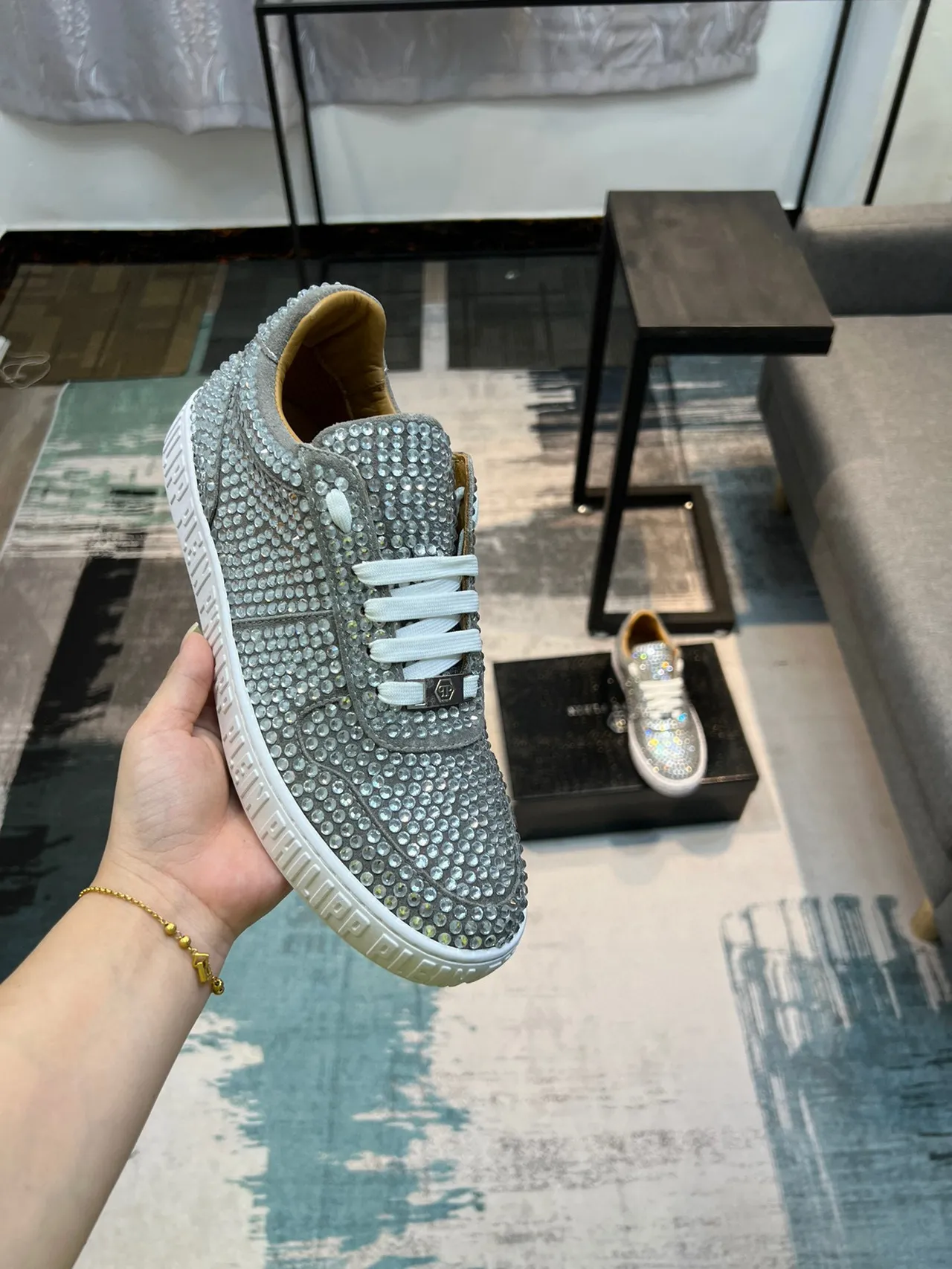 Philipp Plein Sneakers Lifestyle Blanc Argent avec Cristaux 7