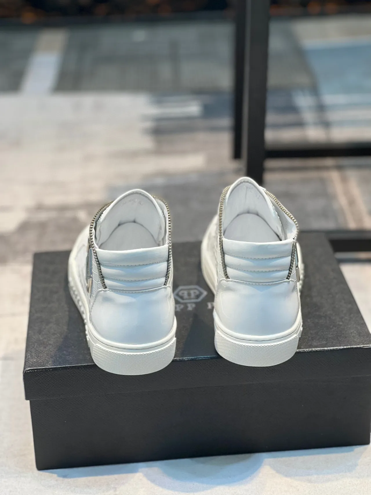 Philipp Plein Tênis Lifestyle Branco de Alto com Emboss Crocodile 2