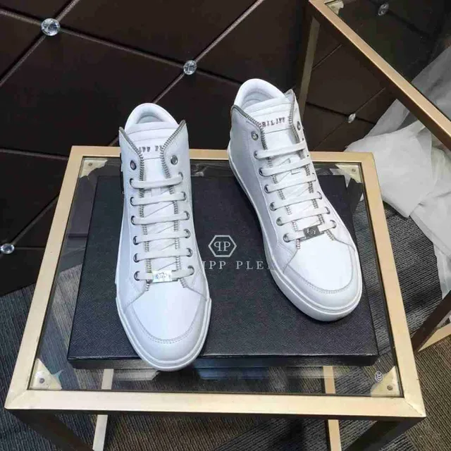 Philipp Plein أحذية Lifestyle عالية مع رمز الجمجمة بيضاء 5