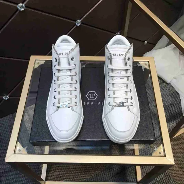 Philipp Plein أحذية Lifestyle عالية مع رمز الجمجمة بيضاء 8