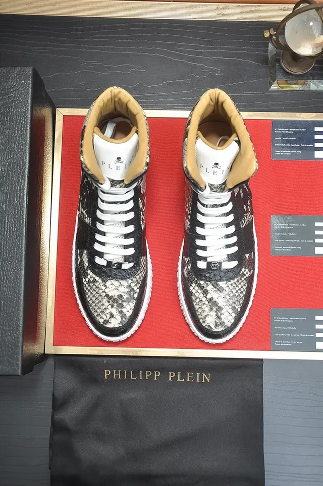 Philipp Plein High-Top Snakeskin-Print Skull-Motif Lifestyle Sneakers 3