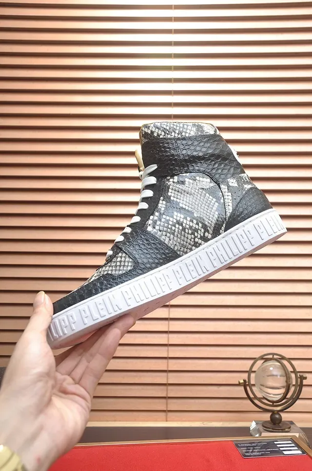 Philipp Plein High-Top Snakeskin-Print Skull-Motif Lifestyle Sneakers 5