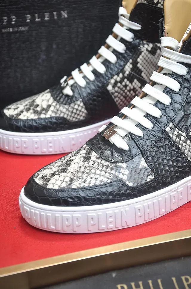 Philipp Plein High-Top Snakeskin-Print Skull-Motif Lifestyle Sneakers 8