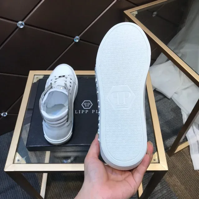 Philipp Plein Sneakers Lifestyle Hautes Blanches avec Logo Métallique 3