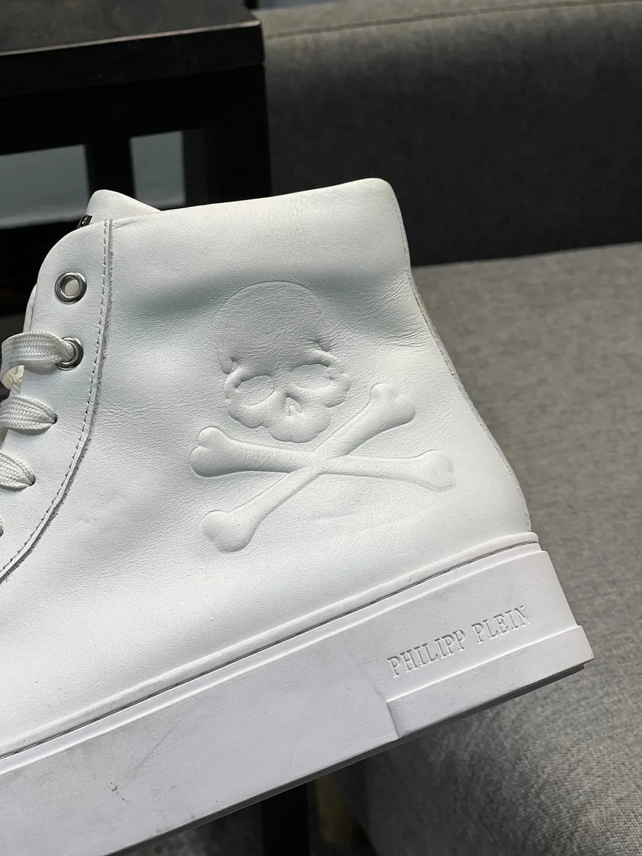 Philipp Plein High-Top White Yellow Leather Lifestyle Sneakers 8