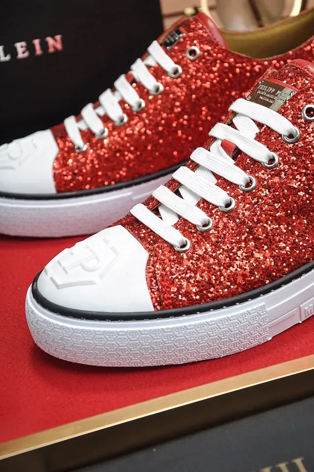 Philipp Plein Mega Star Sneakers Lifestyle Glitter Rouge Embout Blanc 3