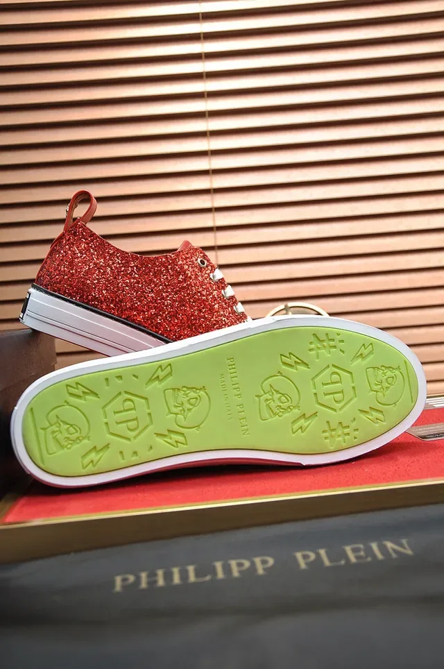 Philipp Plein Mega Star Sneakers Lifestyle Glitter Rouge Embout Blanc 4