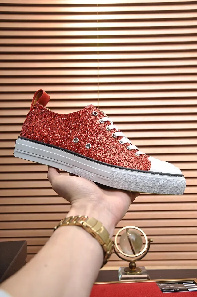 Philipp Plein Mega Star Sneakers Lifestyle Glitter Rouge Embout Blanc 7