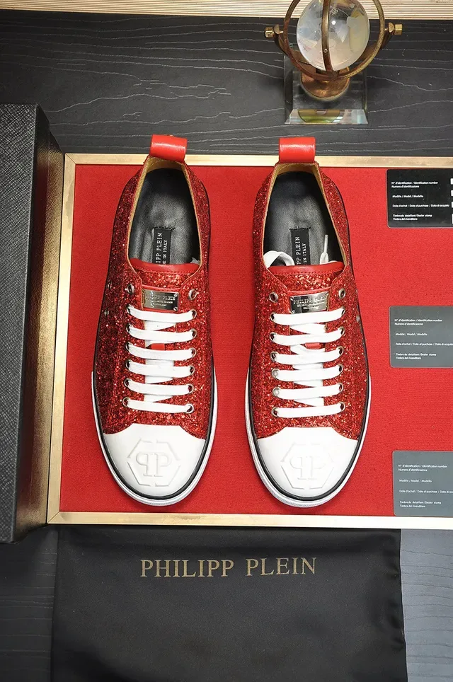 Philipp Plein Mega Star Sneakers Lifestyle Glitter Rouge Embout Blanc 9