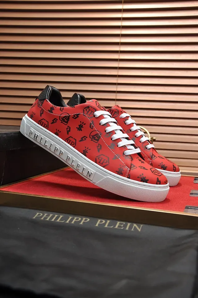 Philipp Plein Rouge Noir Chaussures Lifestyle Semelle Plateforme Col Bas 3