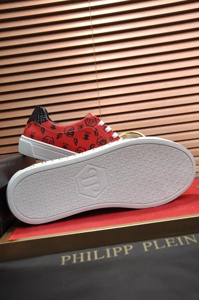 Philipp Plein Rouge Noir Chaussures Lifestyle Semelle Plateforme Col Bas 5
