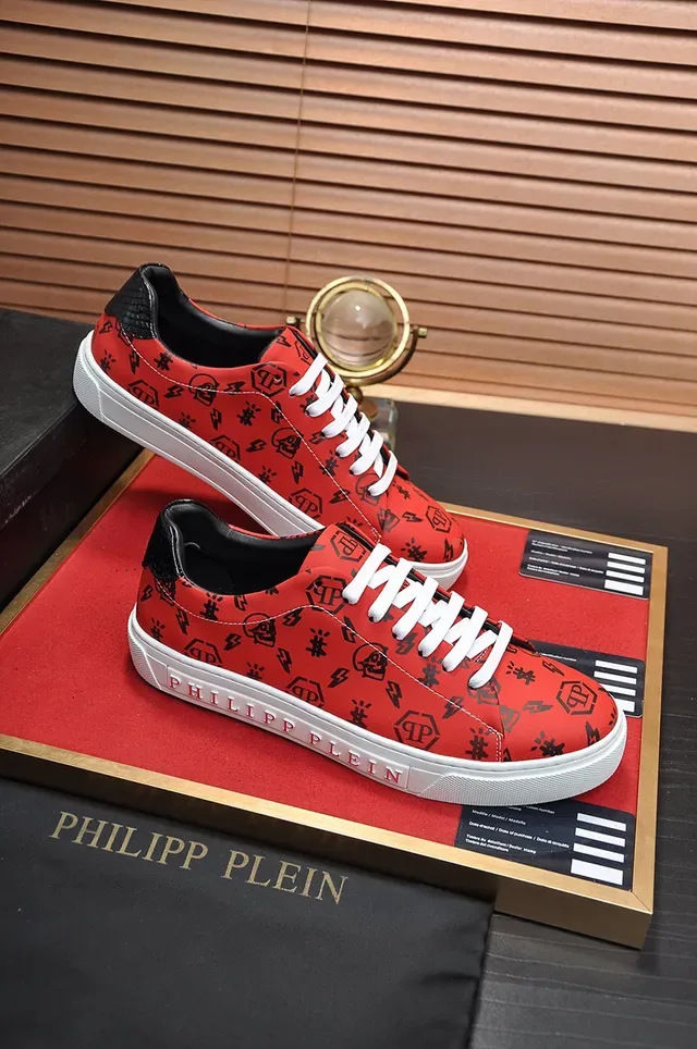 Philipp Plein Rouge Noir Chaussures Lifestyle Semelle Plateforme Col Bas 6