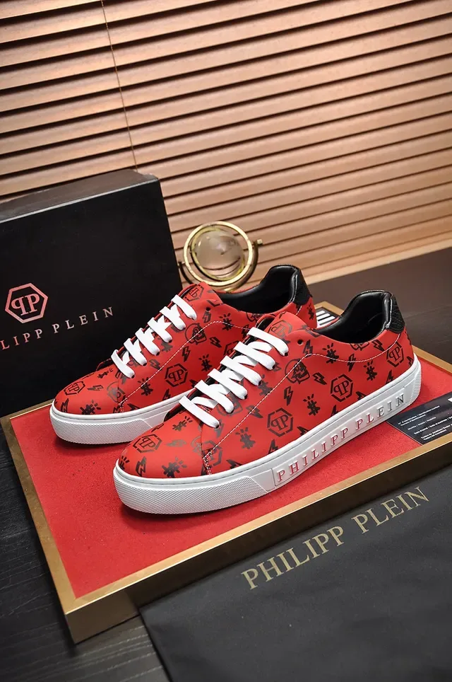 Philipp Plein Rouge Noir Chaussures Lifestyle Semelle Plateforme Col Bas 8