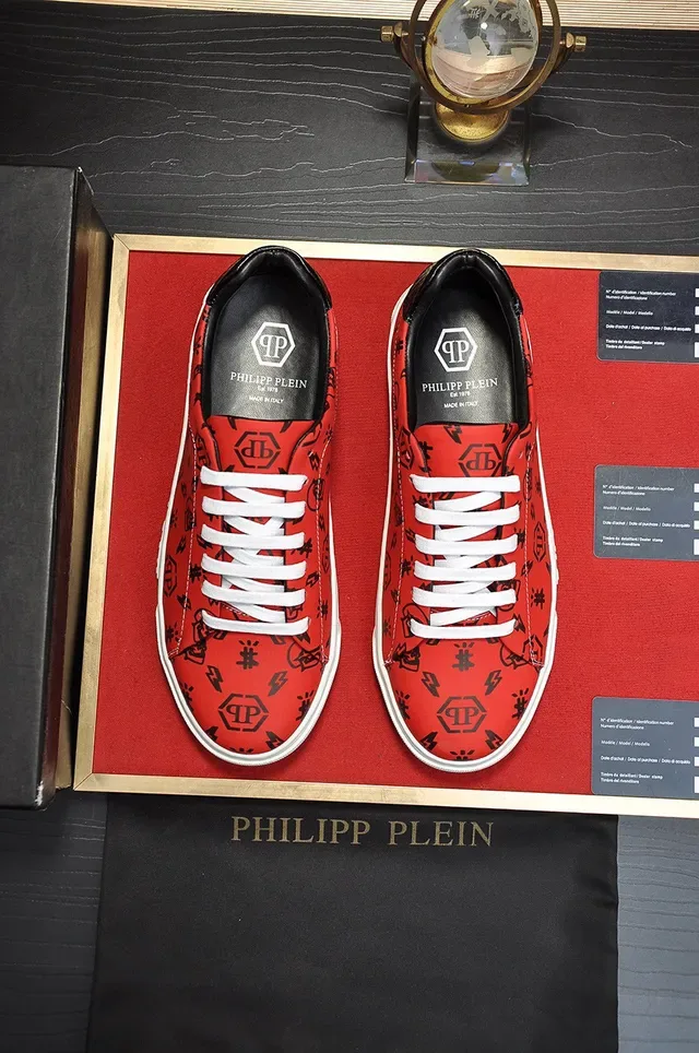 Philipp Plein Rouge Noir Chaussures Lifestyle Semelle Plateforme Col Bas 9