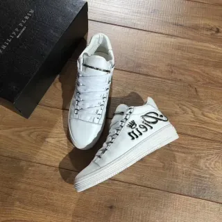 Philipp Plein Rockstar White Leather Platform Lifestyle Sneakers