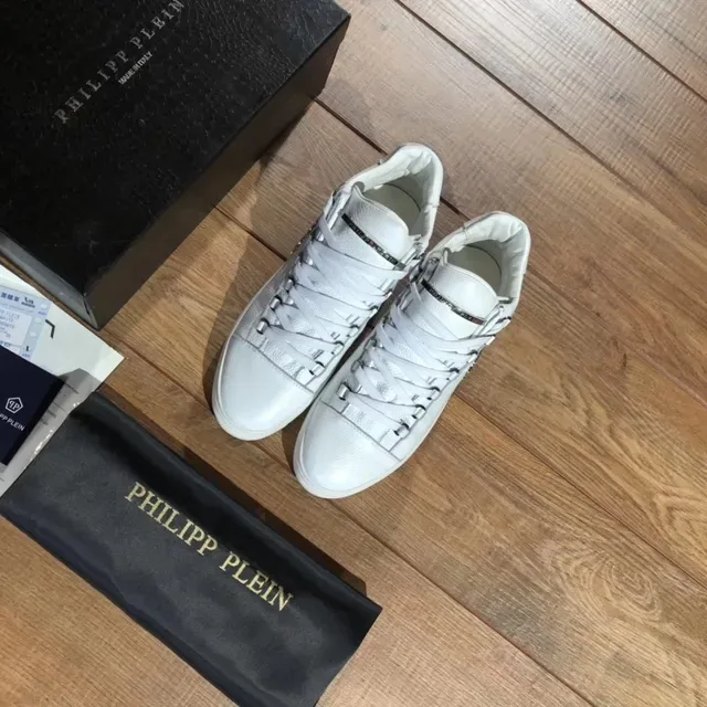 Philipp Plein Rockstar Sneakers Lifestyle à Plateforme en Cuir Blanc 4