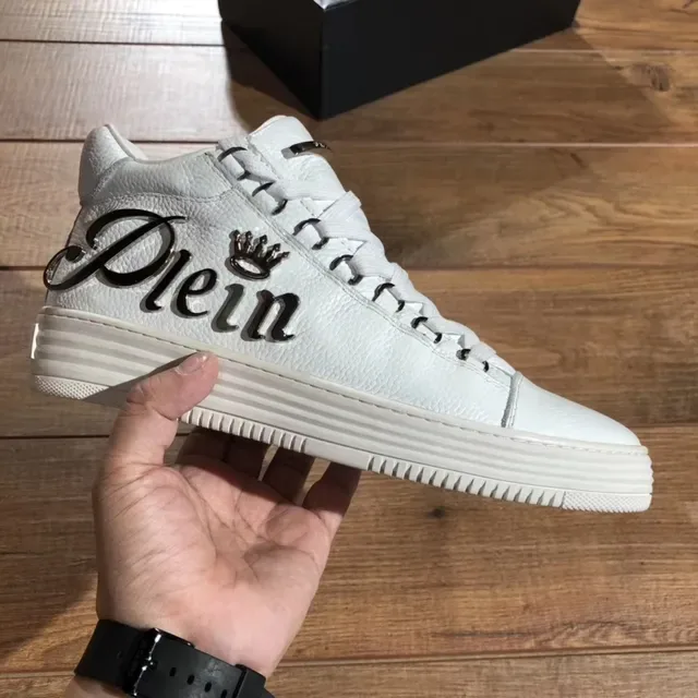 Philipp Plein Rockstar Sneakers Lifestyle à Plateforme en Cuir Blanc 5