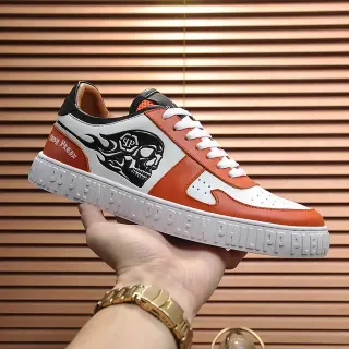 Philipp Plein Skull Graphic Orange White Black Lifestyle Sneakers