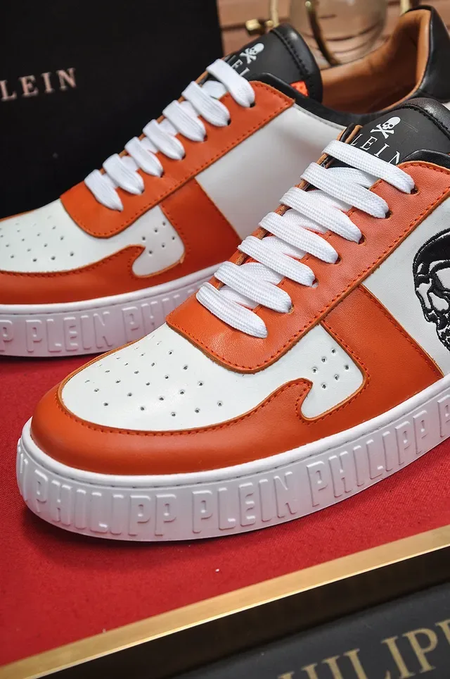 Philipp Plein Sneakers Lifestyle Graphique Crâne Orange Blanc Noir 2
