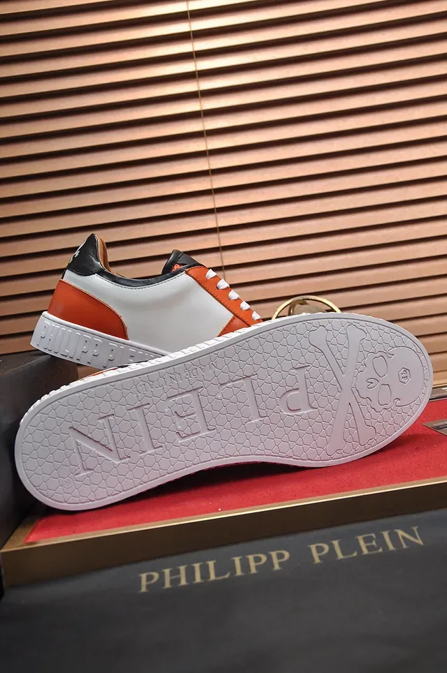 Philipp Plein Sneakers Lifestyle Graphique Crâne Orange Blanc Noir 4