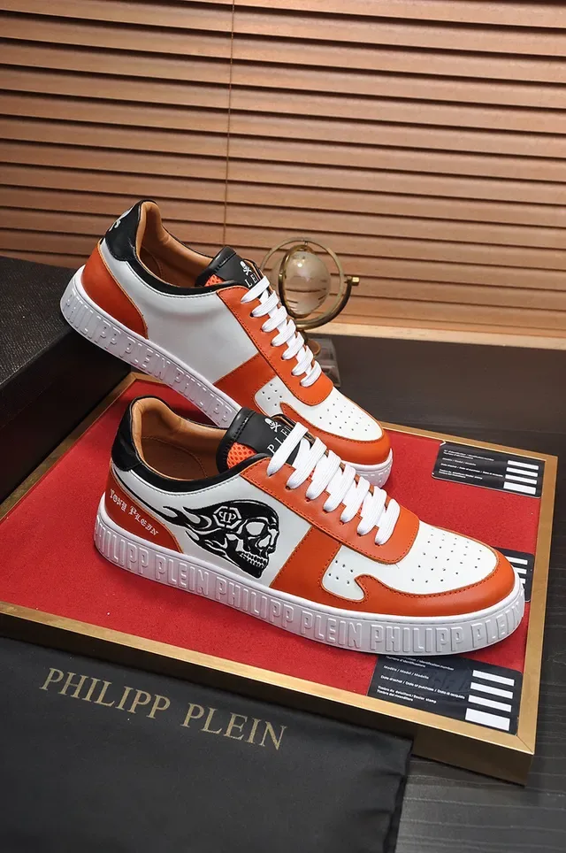 Philipp Plein Sneakers Lifestyle Graphique Crâne Orange Blanc Noir 5