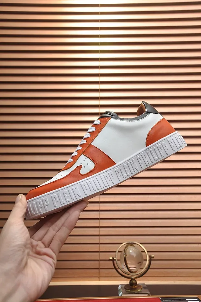 Philipp Plein Sneakers Lifestyle Graphique Crâne Orange Blanc Noir 6