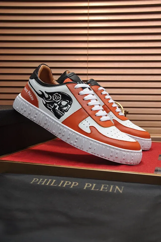 Philipp Plein Sneakers Lifestyle Graphique Crâne Orange Blanc Noir 7