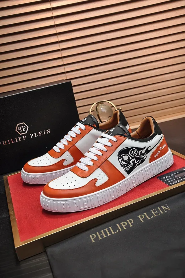 Philipp Plein Sneakers Lifestyle Graphique Crâne Orange Blanc Noir 8
