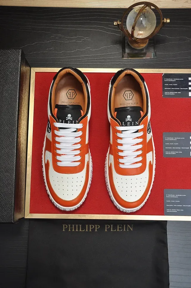 Philipp Plein Sneakers Lifestyle Graphique Crâne Orange Blanc Noir 9