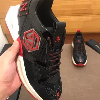 Philipp Plein Skull Logo Black Red White Chunky Sneakers