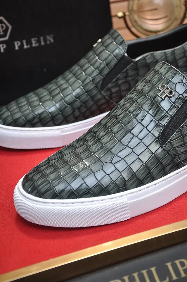 Philipp Plein Slip-On Croc-Embossed Black and White Lifestyle Sneakers 3