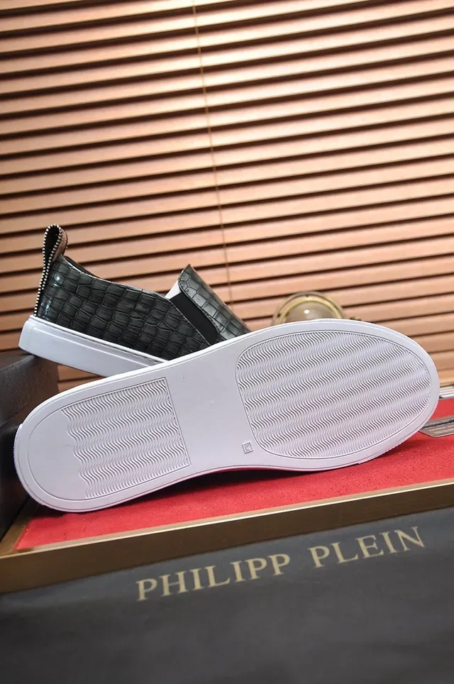 Philipp Plein Slip-On Croc-Embossed Black and White Lifestyle Sneakers 4