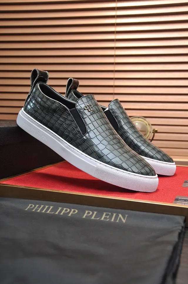 Philipp Plein Slip-On Croc-Embossed Black and White Lifestyle Sneakers 8
