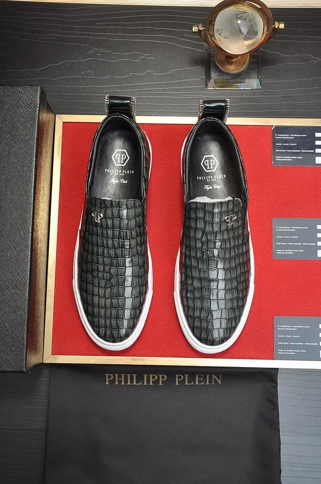Philipp Plein Slip-On Croc-Embossed Black and White Lifestyle Sneakers 9