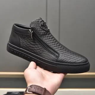 Philipp Plein 蛇压花拉链黑色生活方式运动鞋