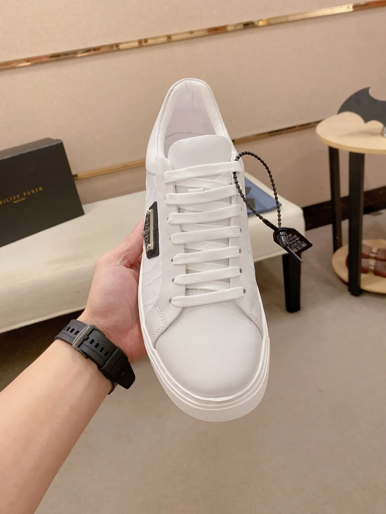 Philipp Plein White Croc-Embossed Shield Logo Lifestyle Sneaker 5