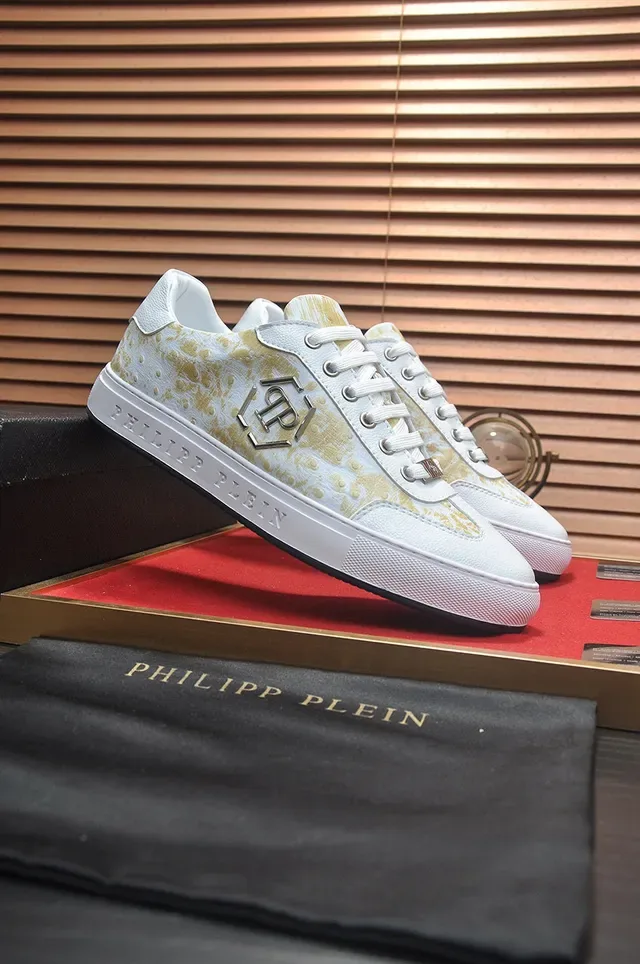 Philipp Plein Sneakers Lifestyle Blanc Or Low-Top Cuir Supérieur 4